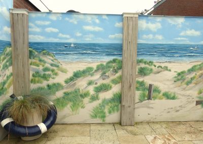 Muurschildering trompe-l'oeil zeegezicht