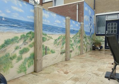 Muurschildering trompe-l'oeil zeegezicht
