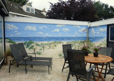 Muurschildering trompe-l'oeil zeegezicht