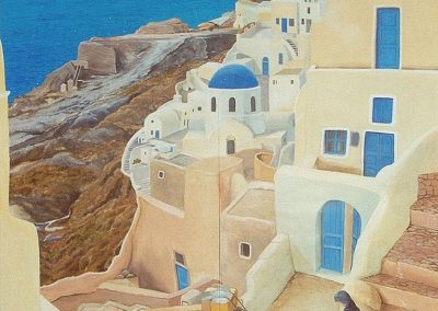 muurschildering landschap grieks restaurant