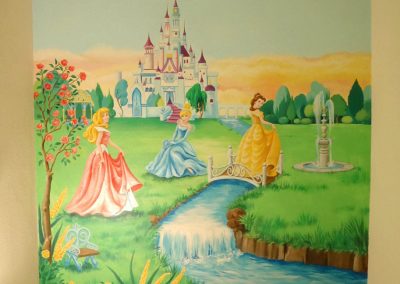 muurschildering meisjeskamer disney prinsessen