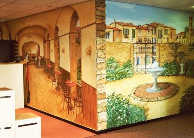 muurschildering trompe-l'oeil Italiaans café
