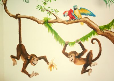 Muurschildering jongenskamer jungle apen